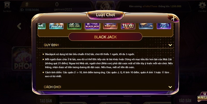 Blackjack Sunwin 3