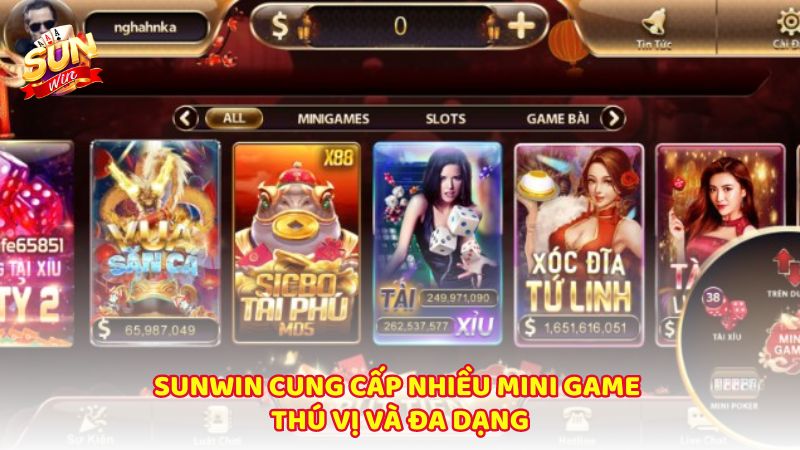 Sunwin Cung Cap Nhieu Mini Game Thu Vi Va Da Dang