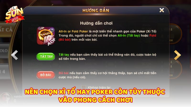 Nen Chon Xi To Hay Poker Con Tuy Thuoc Vao Phong Cach Choi